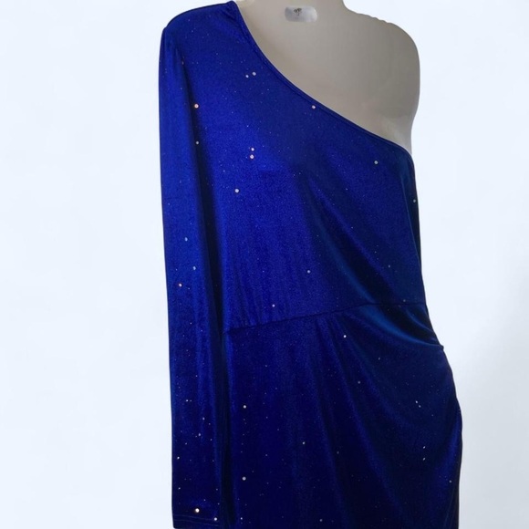 SHEIN Dresses & Skirts - Royal Blue One-Shoulder Sparkly Velour Dress 0XL